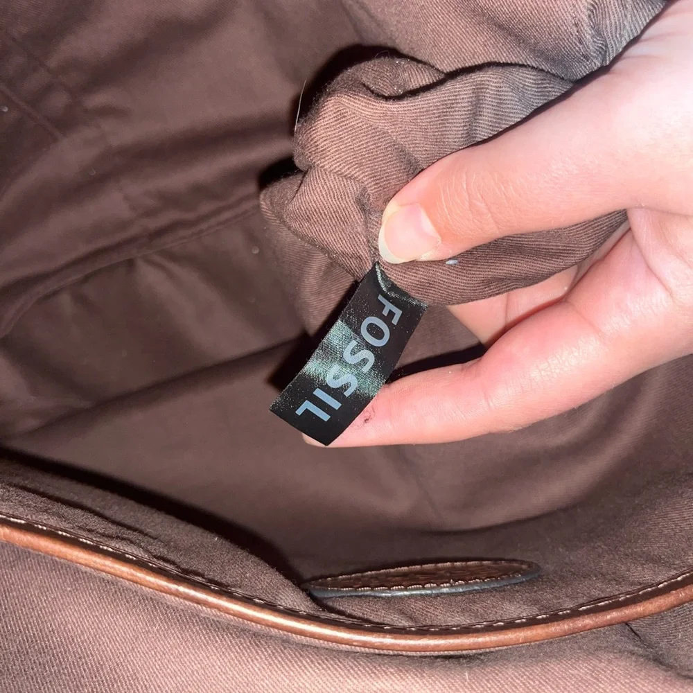 Fossil Dark Brown Leather laptop Messenger Bag